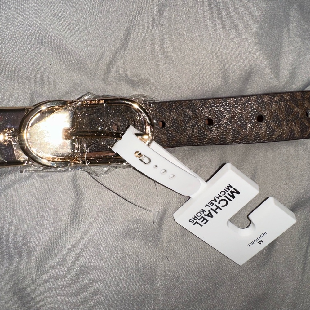 Michael Kors Tan Reversible Belt with Gold Buckle